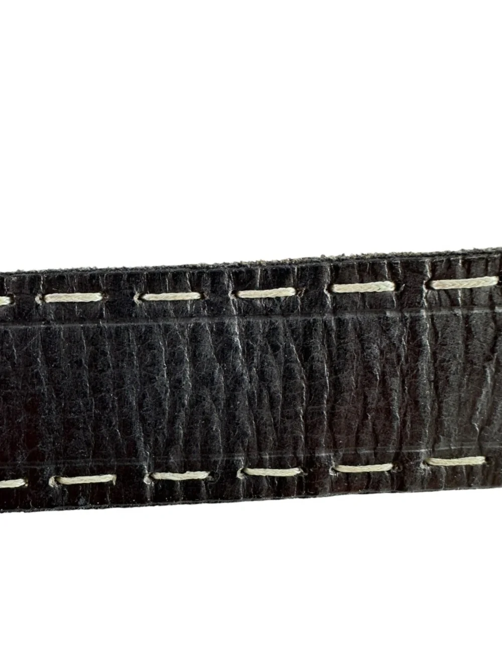 Genuine Vintage LUCKY BRAND Black Leather Belt Thick Stitch 36 Men's